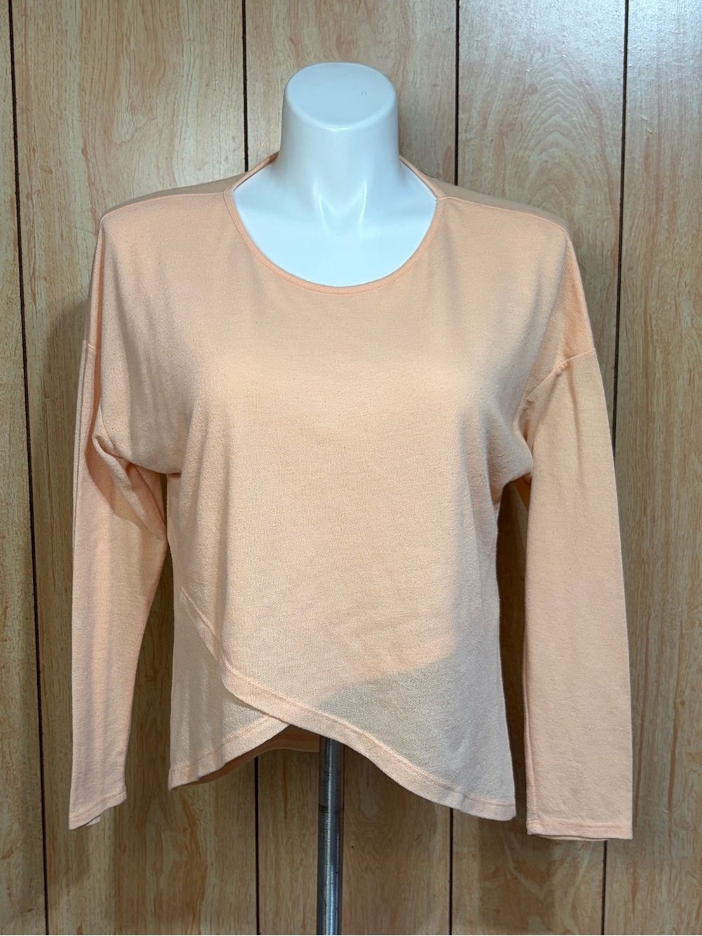 Signature Peach Overlap Hem Long Sleeve Tee